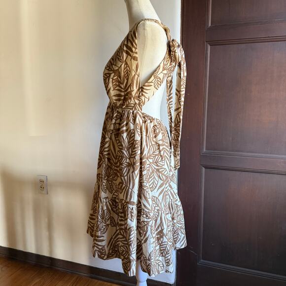 HOUSE OF HARLOW 1960 | Linen Tie Back Tiered Skirt Open Back Sundress | Small - Picture 3 of 8